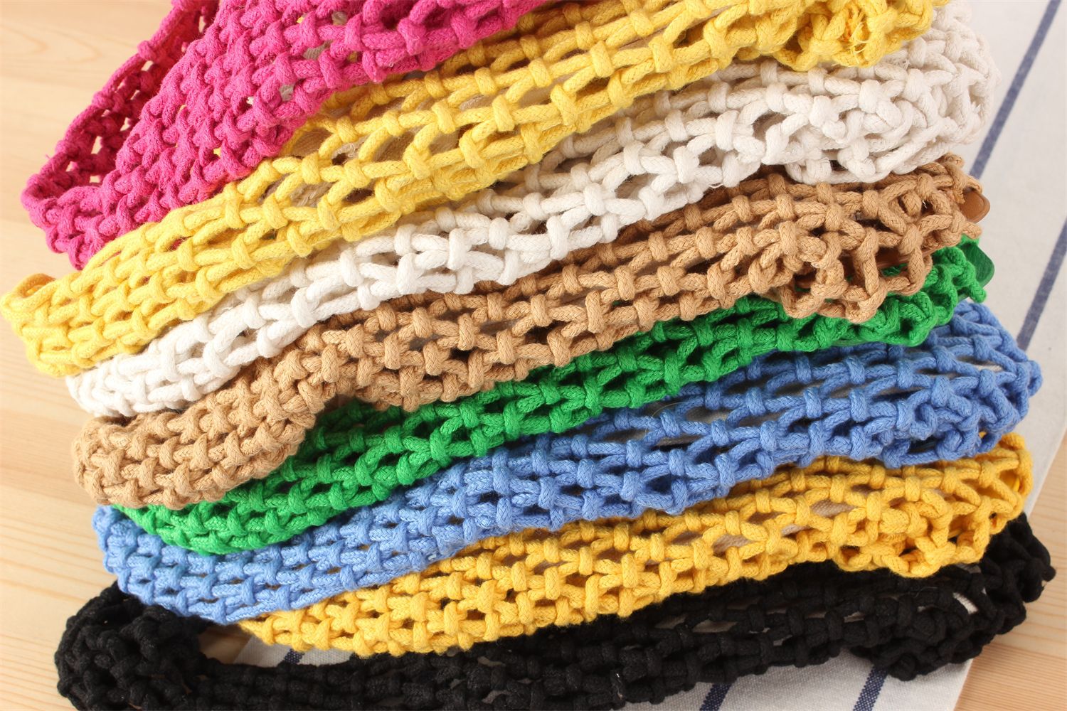 Borsa a tracolla in corda di cotone intrecciata stile macaron_voghion.com