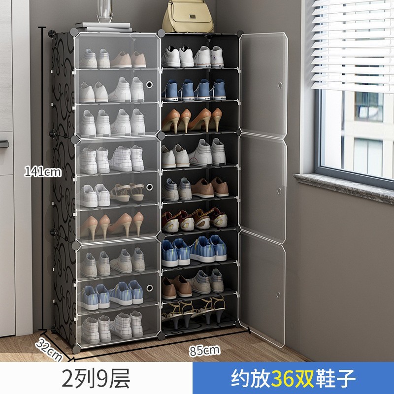 Estante de zapatos simple puerta doméstica multicapa de almacenamiento a prueba de polvo interior nuevo tipo 2026 alquiler transparente gabinete de zapatos de plástico