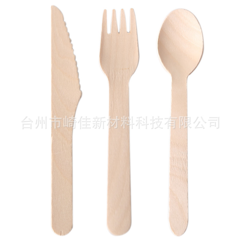 Disposable wooden knives and spoons biodegradable tableware manufacturers sell multi-size birch tableware can be printed LOGO