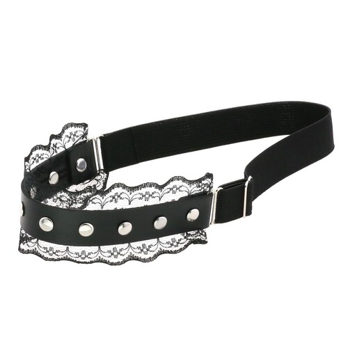 European and American simple temperament sexy aesthetic punk style lace leather thigh ring rivet elastic sweetheart garter belt