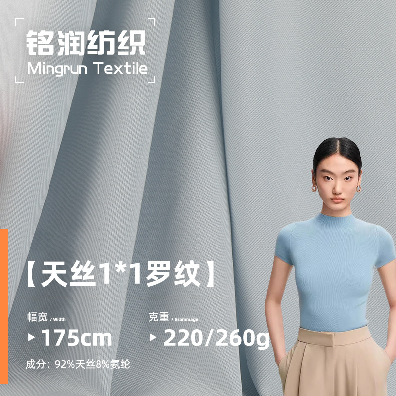 现货220g/260g1*1天丝罗纹 弹力秋冬保暖打底时装面料 天丝罗纹布