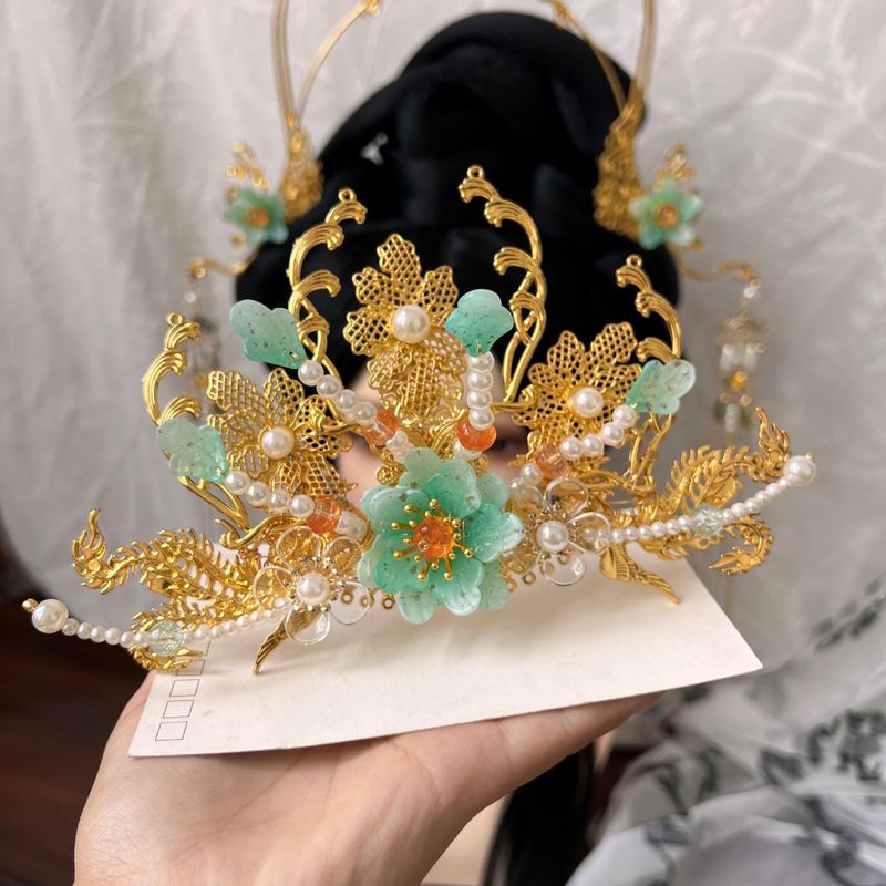 古风敦煌发冠汉服头饰流苏发饰配饰女式精致超美发冠套装头饰|undefined