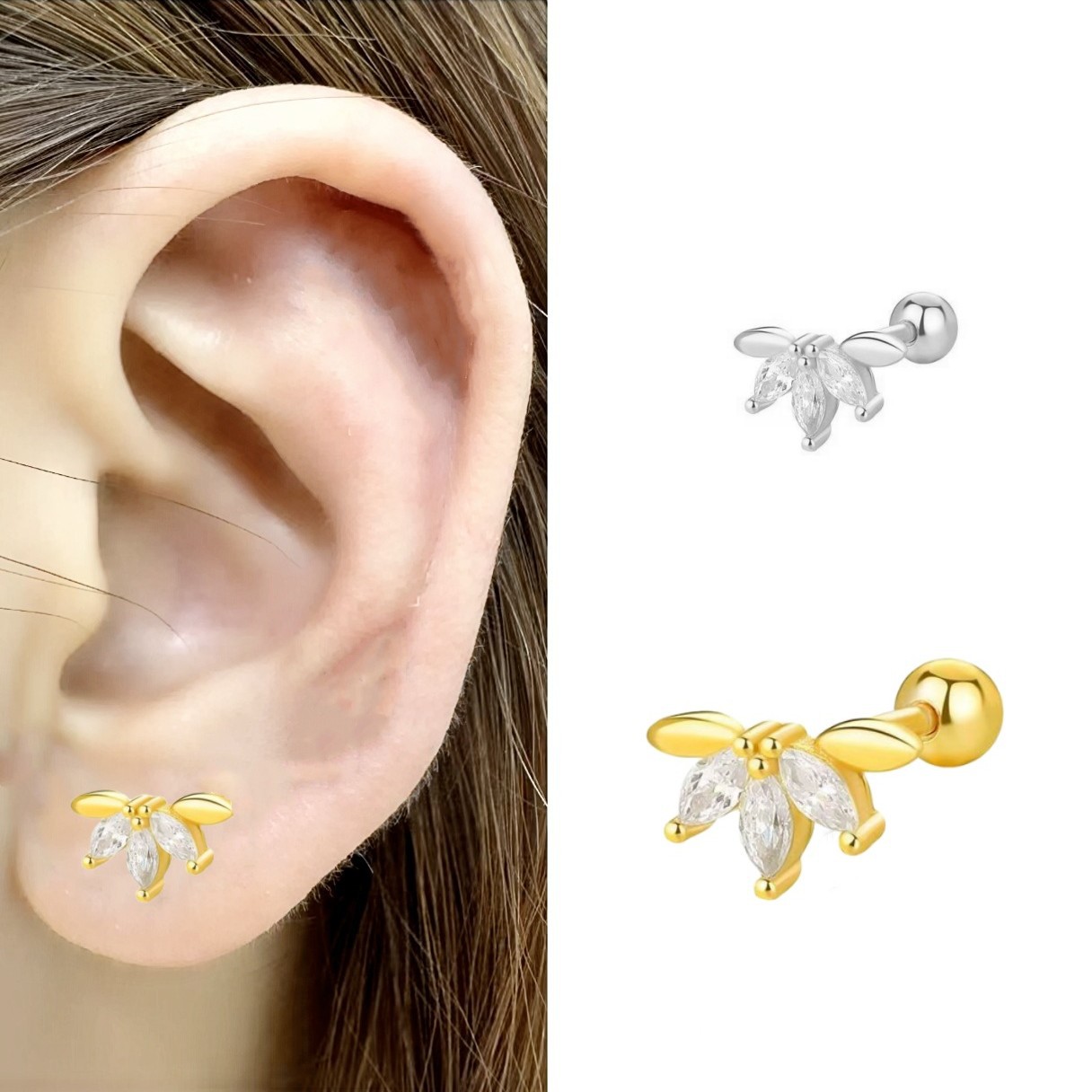 Labret stud lip piercing jewelry styling detail
