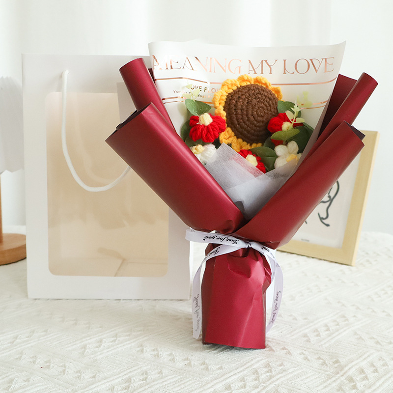 Red Korean Wool Sunflower Color + Window Tote Bag