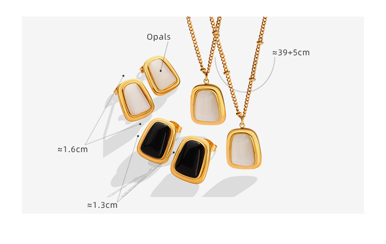 Summer Ins Fashion Opal Pendant Necklace Earrings Womenu0027s Jewelry Set
