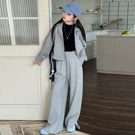 女童套装2025新款洋气时髦运动裤中大童装春秋款休闲连帽开衫外套