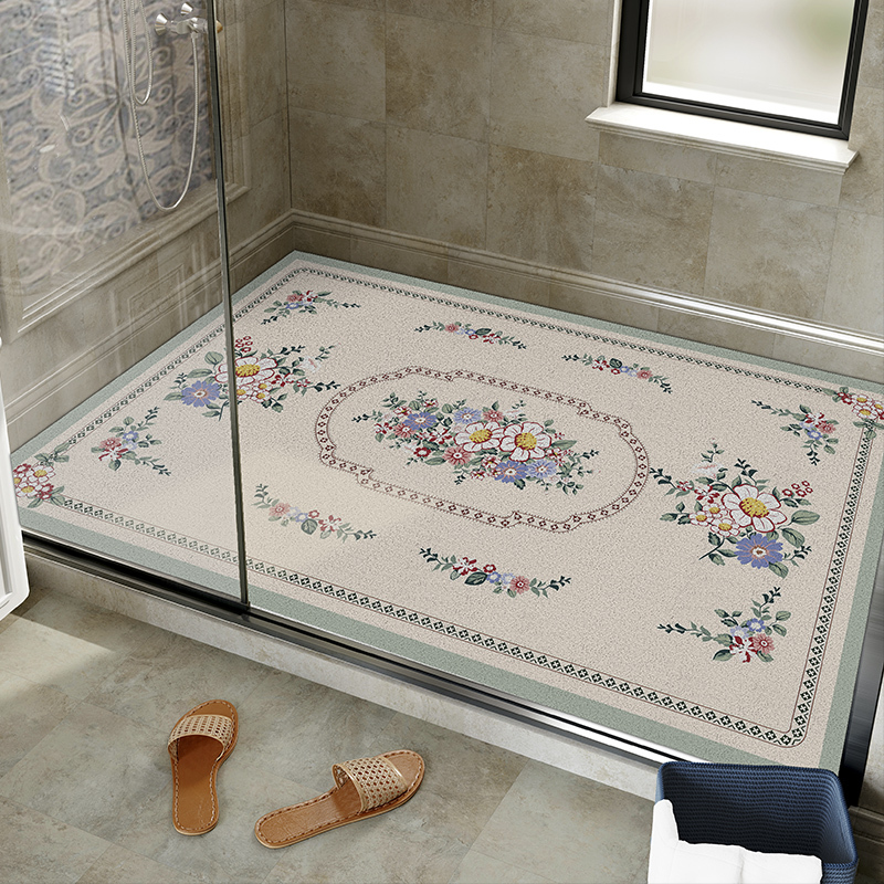 European Style Floor Mat Bathroom Anti-slip Mat Toilet Foot Mat Whole Shop Full Shop Shower Room Toilet Drainage Easy to Clean Silk Ring