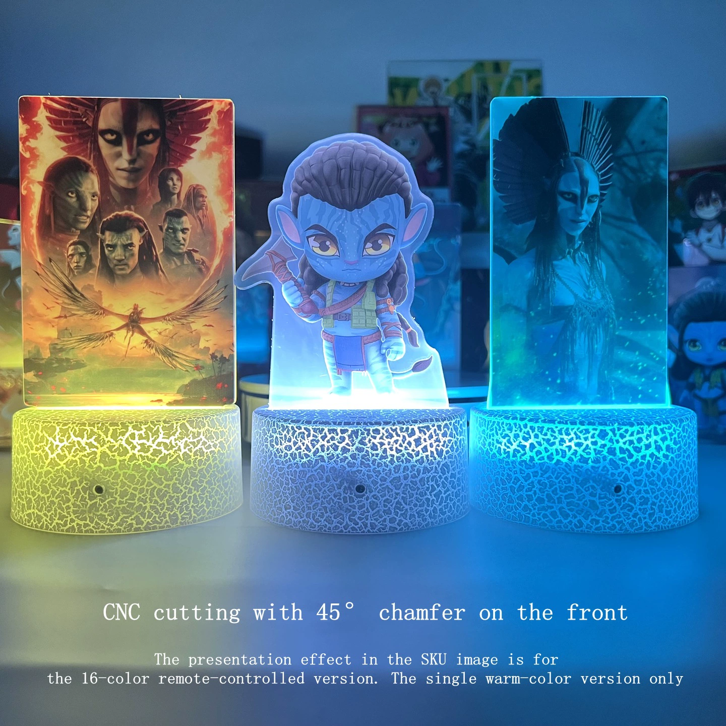 Акриловый LED-ночник Avatar 3 «Огонь и Пепел», 16 цветов, сенсорная подставка, 20,5×14,5×6 см