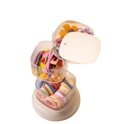 儿童发饰收纳盒旋转女孩女童发夹皮筋头饰发圈发卡头绳首饰盒子