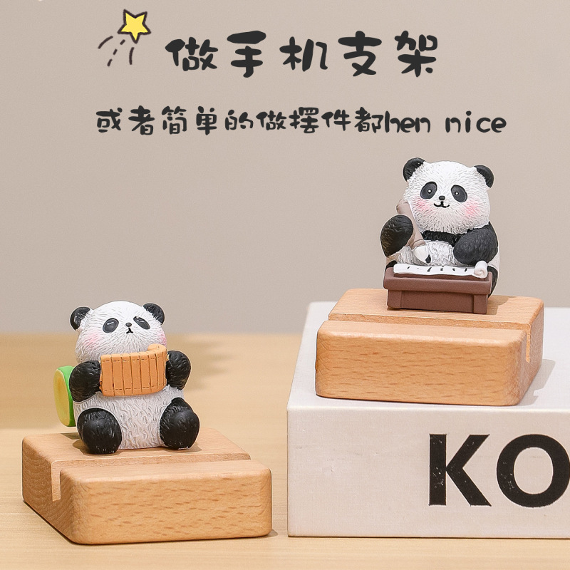 国宝パンダ携帯電話ホルダー、ピアノ、チェス、絵画、書道の小さな装飾品、かわいいパンダの文化的で創造的なギフト、デスクトップタブレットホルダー|undefined
