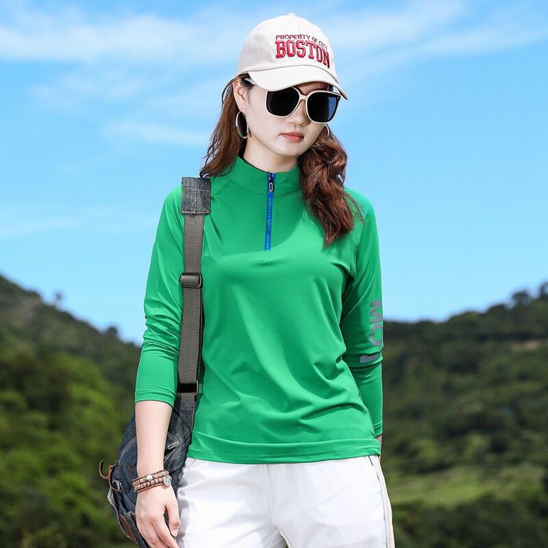 Summer New Sun Protection Quick-Drying T-Shirt Women's Long-Sleeved Outdoor Fitness Top Sports Ice Silk Loose Breathable Quick-Drying T-Shirt Summer New Sun Protection Quick-Drying T-Shirt Women's Long-Sleeved Outdoor Fitness Top Sports Ice Silk Loose Breathable Quick-Drying T-Shirt