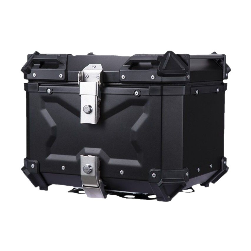 Caja trasera de aleación de aluminio para motocicleta, con relieve en X, venta al por mayor de fábrica