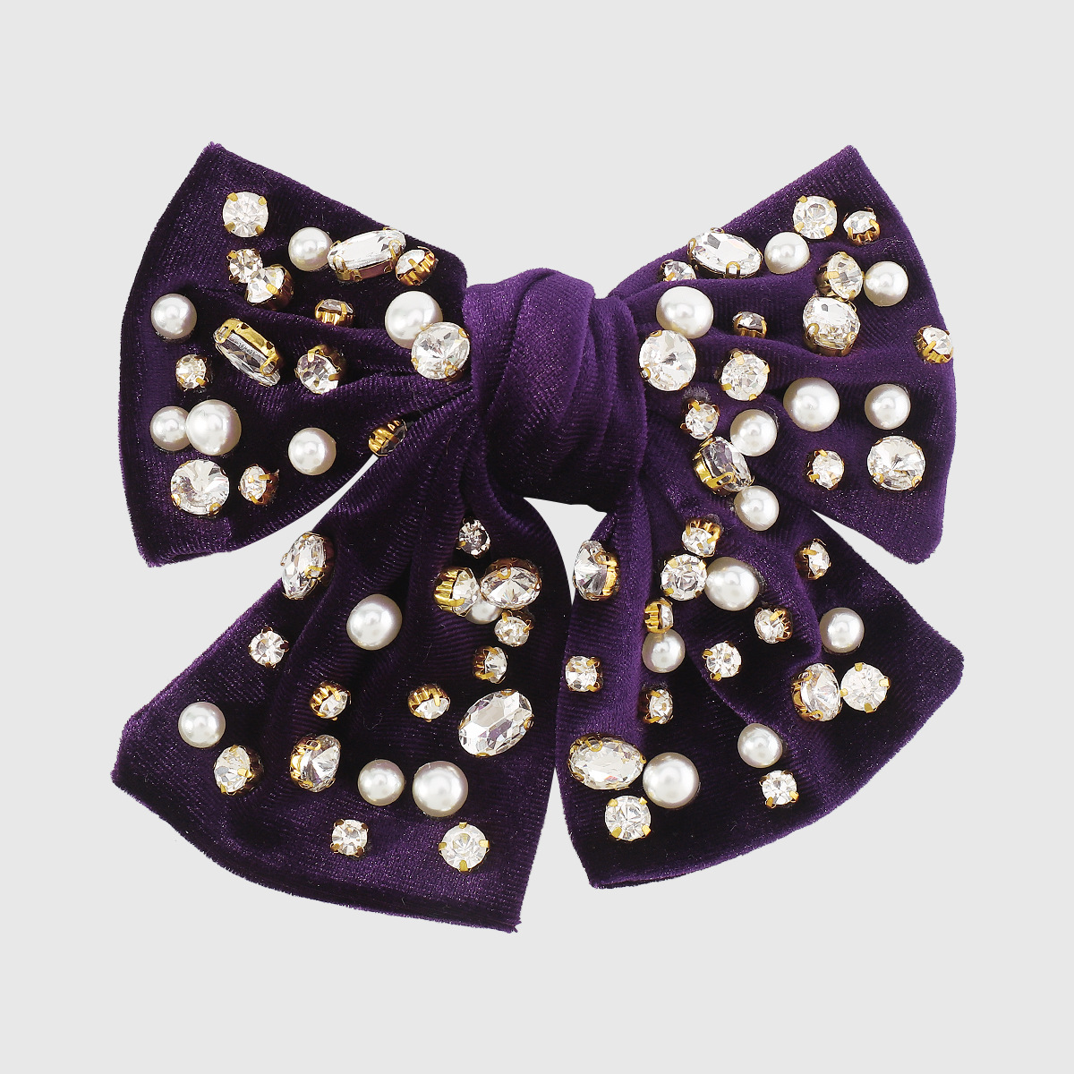 Fashion Bow Knot Corduroy Inlay Artificial Pearls Artificial Diamond Hair Clip 1 Piece display picture 4