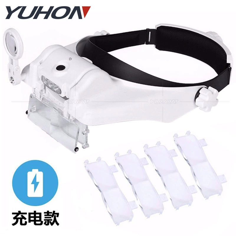 Наголовное крепление 15 многократных замен USB перезаряжаемые 3 светодиодные лампы Чтение Обнаружение обслуживания увеличительное стекло