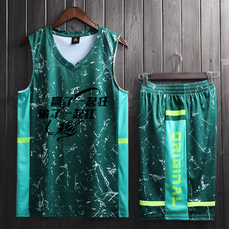 批发篮球服套装男定制学生比赛服个性嘻哈队服运动背心训练服球衣