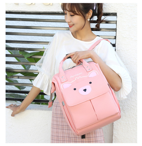 Cross-border bag mommy bag multi-functional large capacity logo double shoulder portable mother and baby mother bag school bag