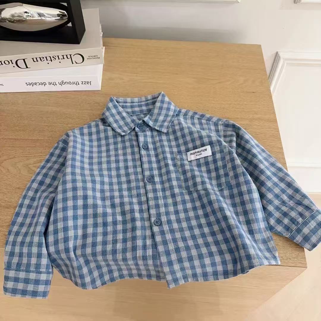 Jornada de niños primavera y otoño camisa a cuadros jeans 2025 nuevo estilo de ropa infantil de primavera y otoño