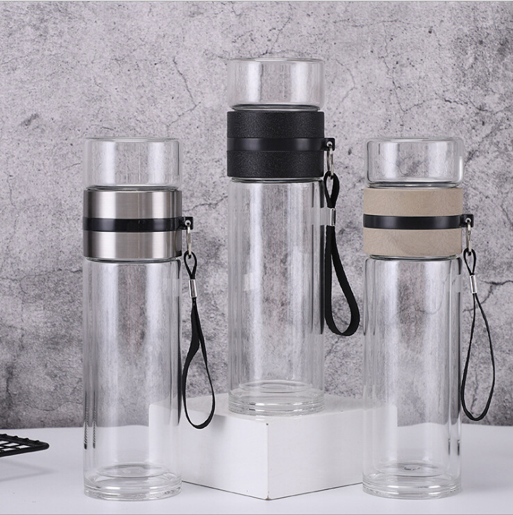 双层玻璃杯茶艺杯茶艺师茶水分离杯子广告礼品杯可印logo赠品杯