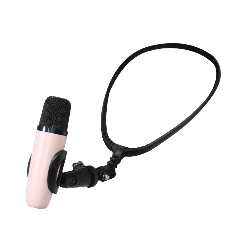 Hanging Neck Microphone Stand Singing Guitar Playing Magician Ventriloquist Host Two-Hand Microphone Clip