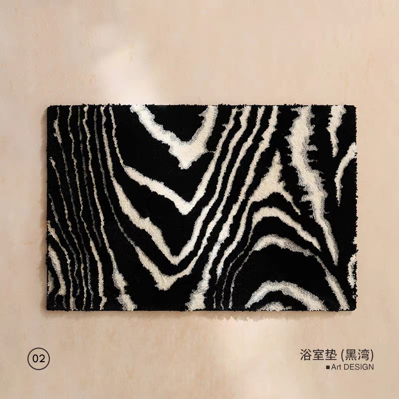 赛波斯中古风浴室地垫仿羊绒吸水防滑几何格子地垫卫生间吸水垫子|undefined