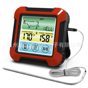Cross-border hot sale New BBQ kitchen food barbecue thermometer touch color screen timer waterproof thermometer