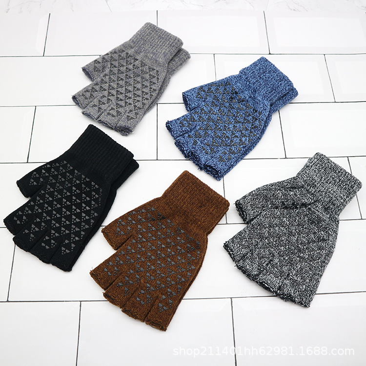 non-slip demi-season knitted keep warm short gloves for adults for…