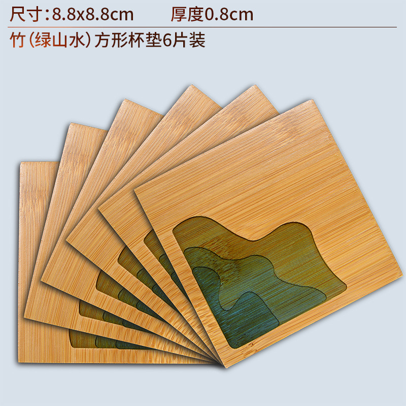 De estilo japonés de madera maciza estera de la taza de té estera de aislamiento de bambú simple portavasos Junta creativa ceremonia del té partes del hogar juego de té Accesorios