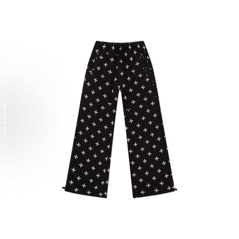 SMFK Cross Flower Black Garden Wide-Leg Casual Sports Pants Loose Jeans Unisex Celebrity Style Pure Cotton Autumn