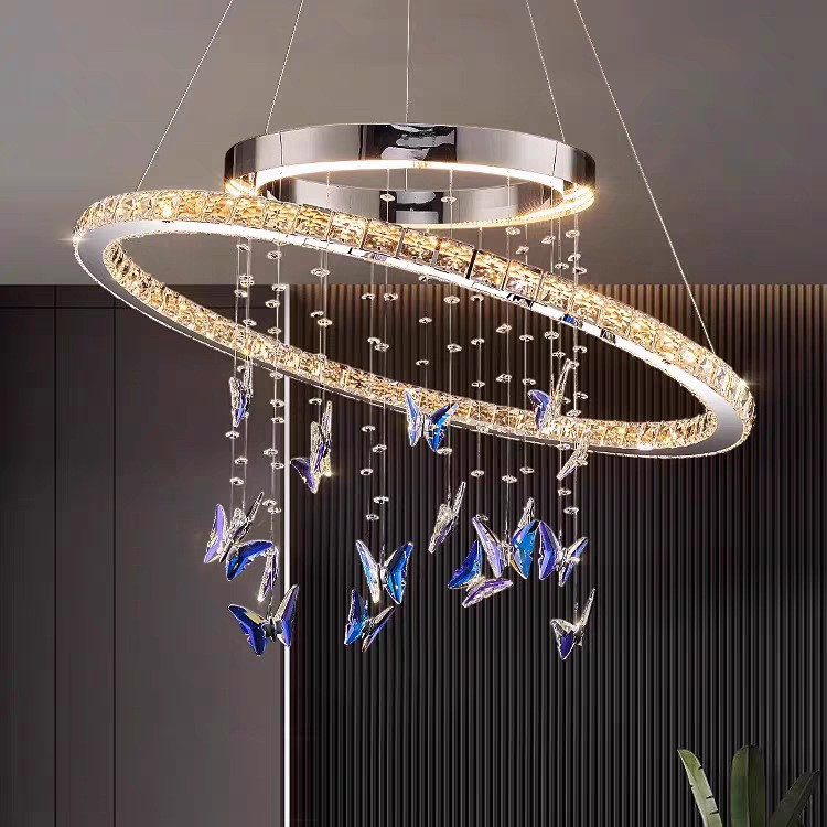 lámparas de sala de estar lujosas de alta calidad posmoderna diseñador de lámparas de lujo modernas de cristal de la atmósfera lámpara de cristal