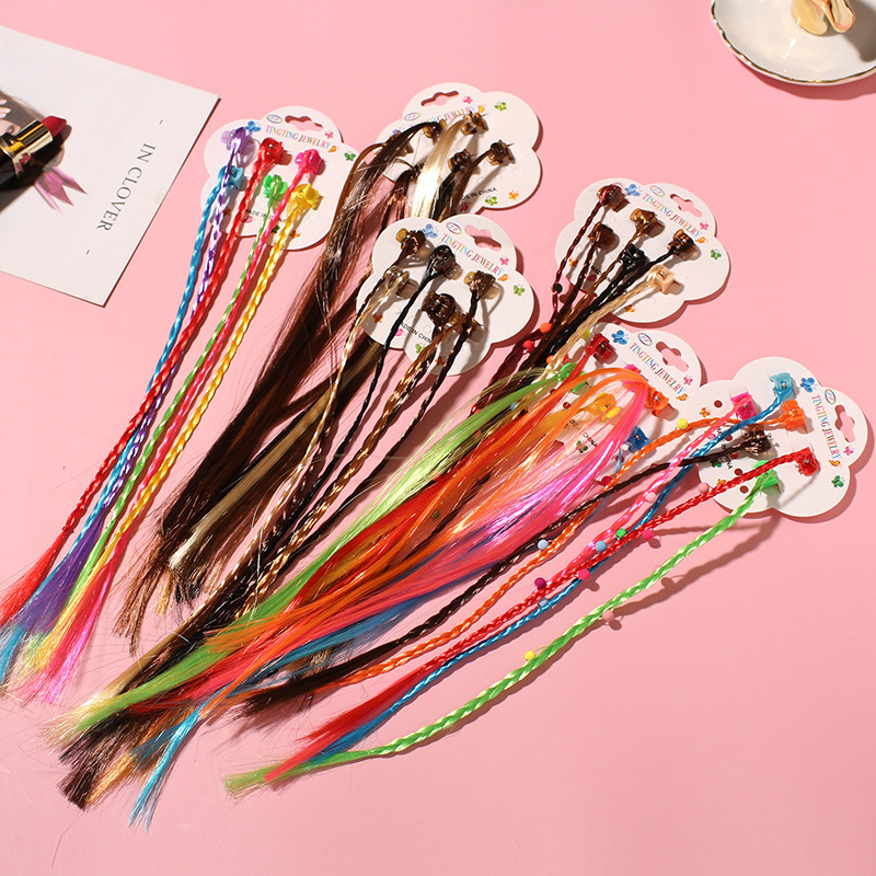 New Style Girls' Dirty Braid Headdress Princess Kidsren's Baby Hair Accessories Hidden Braid Colorfulful Braided Hair Rope Grabber Pigtail Fake