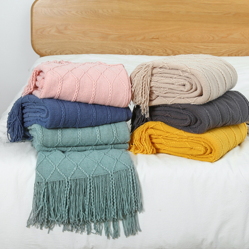 Knitting blanket Sofa blanket Covering Tail bed blanket office Lunch…