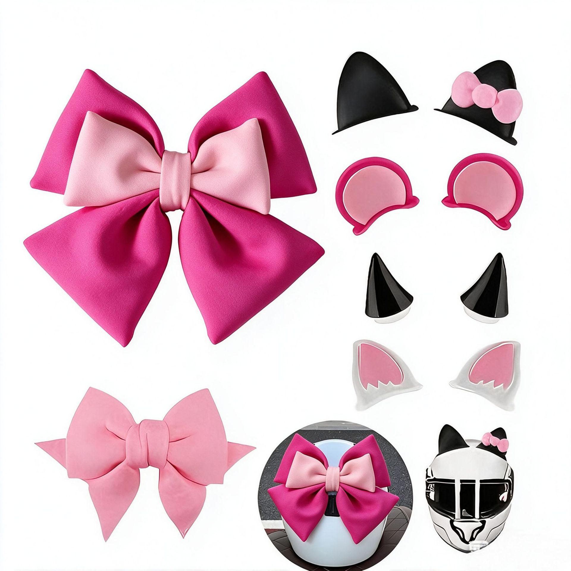 Bow Tie Electric Vehicle Motorcycle Decorative Helmet Accessories Rear Accessories Horn Cat Ears Devil Wings Set