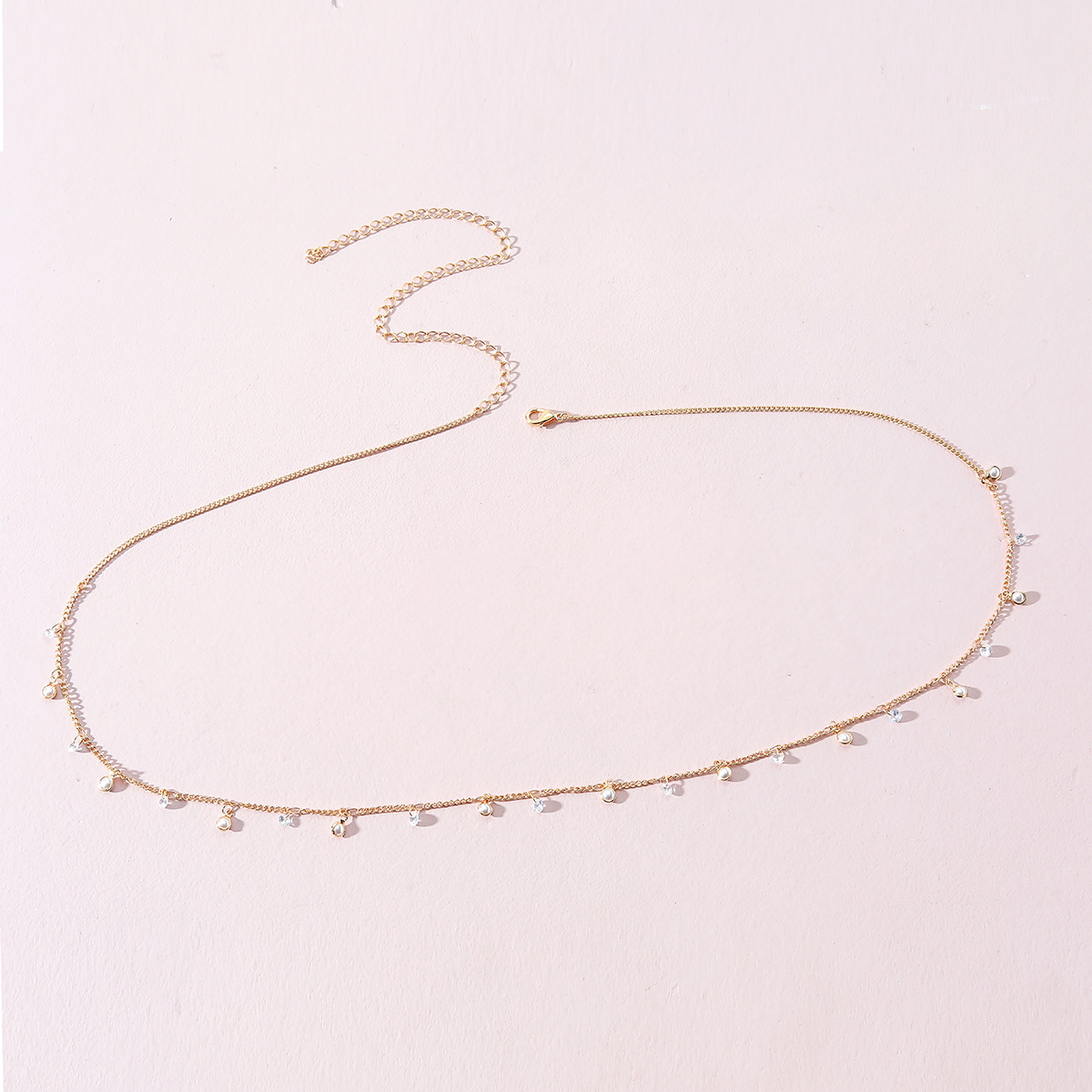 Fashion Simple Zircon Pearl Disc Sexy Alloy Waist Chain display picture 3