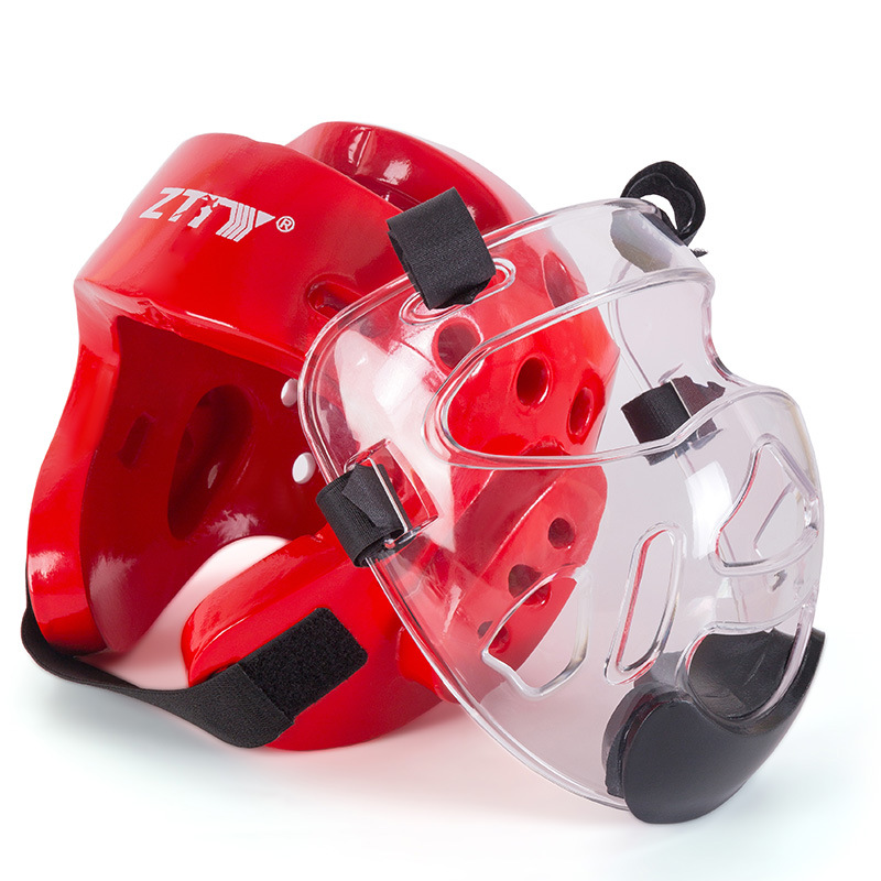 Fábrica directa de taekwondo casco al por mayor entrenamiento adulto equipo protector taekwondo cabeza protector NBR extraíble máscara