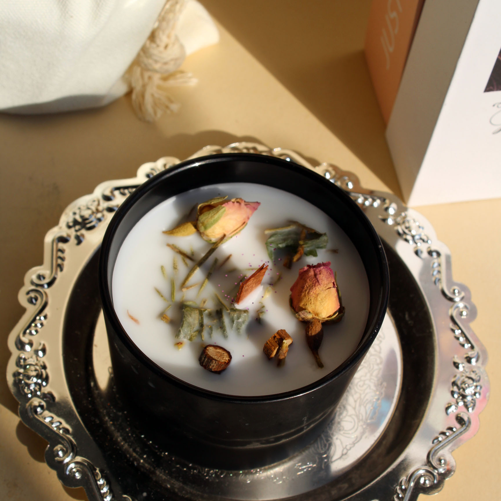 Flor seca cera de banano sin humo verde cera de soja mano regalo de alto nivel cristal vidrio de colores vela