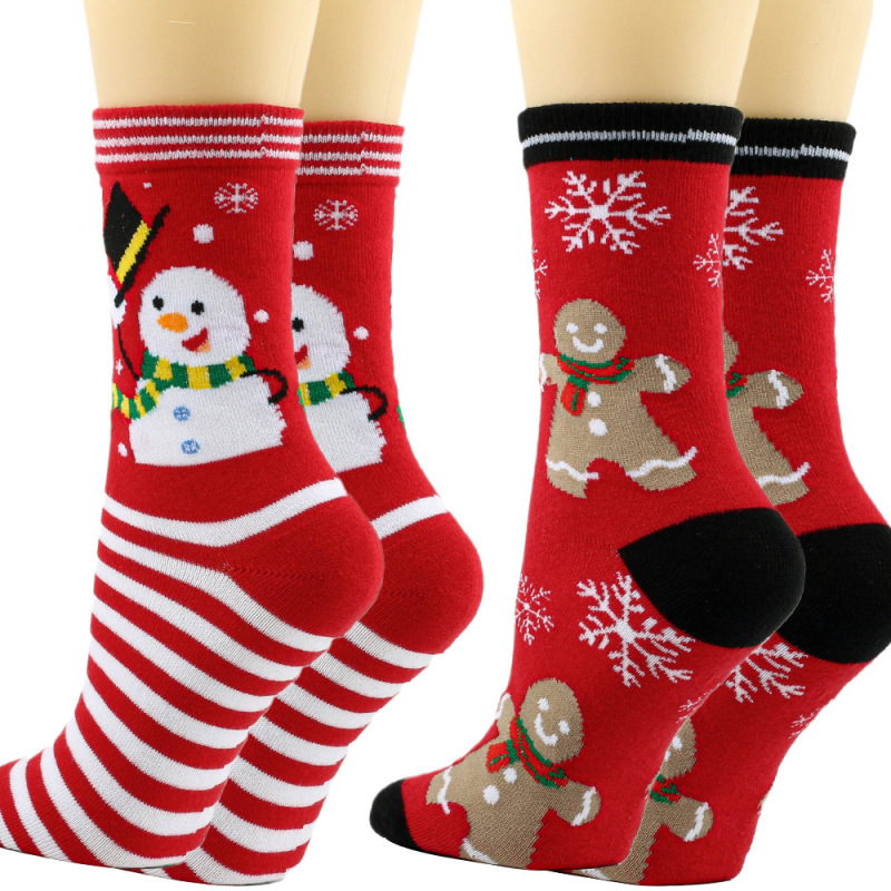 Wholesale European and American New Christmas Socks Cartoon Cute Snowman Snowflake Pattern Mid-Calf Socks Red Women's Cotton Socks Men's Socks Wholesale European and American New Christmas Socks Cartoon Cute Snowman Snowflake Pattern Mid-Calf Socks Red Women's Cotton Socks Men's Socks