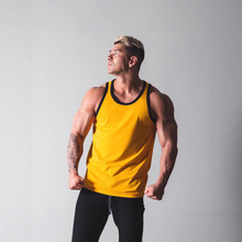 男士背心跨境外贸修身运动无袖T恤肌肉男显身材健身男式工字背心