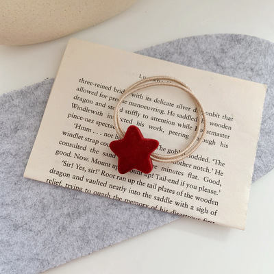 Otoño e Invierno retro banda de goma accesorios para el cabello femenino amor estrella pelo anillo terciopelo rojo todo partido bola cabeza pelo cuerda al por mayor