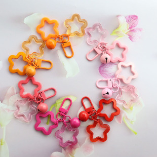 Doorbell Double Star Colorful Acrylic Cut Out Five-Pointed Star Door Buckle Paint Bell Accessories Headphone Set Pendant