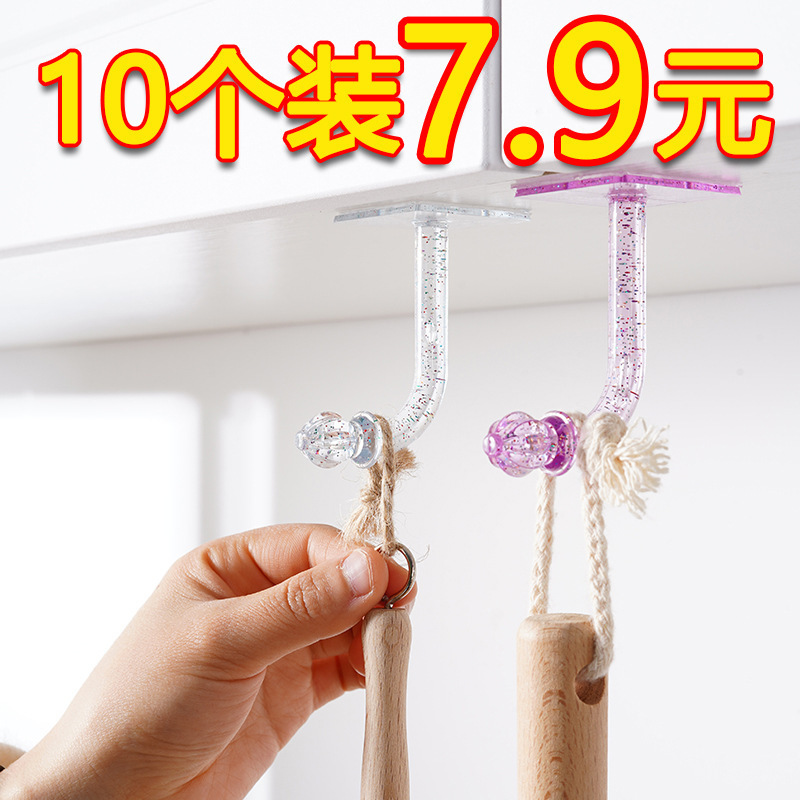 Multifunctional Crystal Hook Hair Tie Hairband Jewelry Hanger No-Drill Multi-Purpose Wall Storage Organizer Adhesive Hook