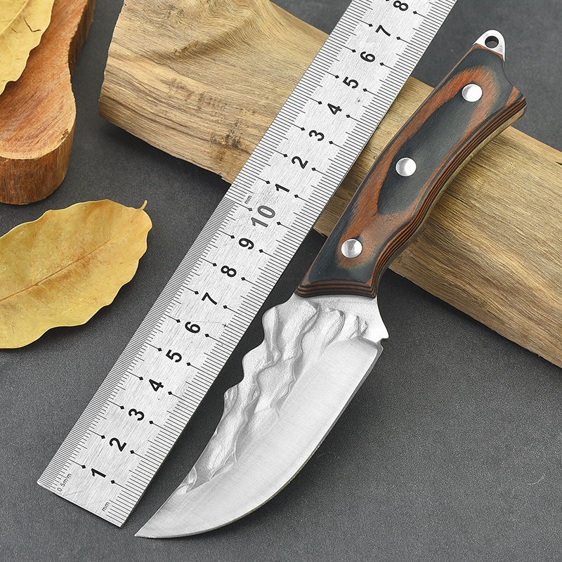 阳江厂家直销户外刀野营烧烤割肉刀便携手把肉小刀锤纹锻打小直刀