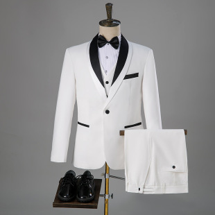White men's suit business suit suit men's fashion professional formal wear Korean fashion overalls jacket