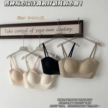 运动防下垂不空杯少女无肩带美背聚拢文胸防滑无痕透气夏季女内衣