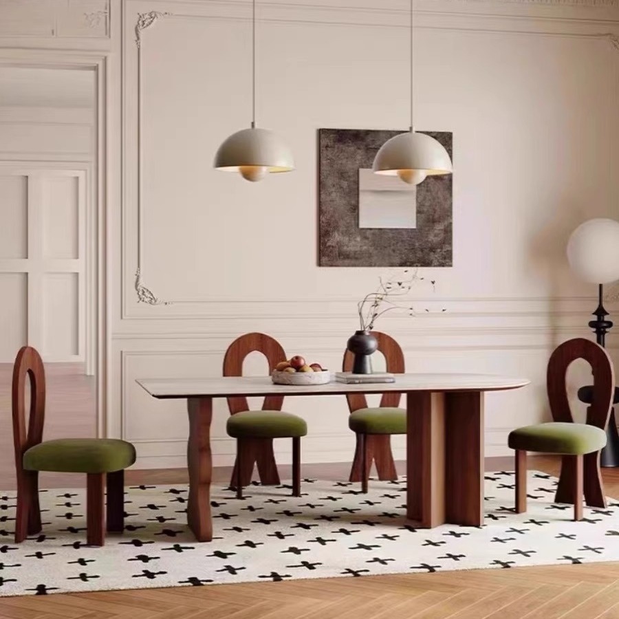 Elliptical solid wood conference table Nordic long table French island console villa living room dining table chairs small apartment dining table
