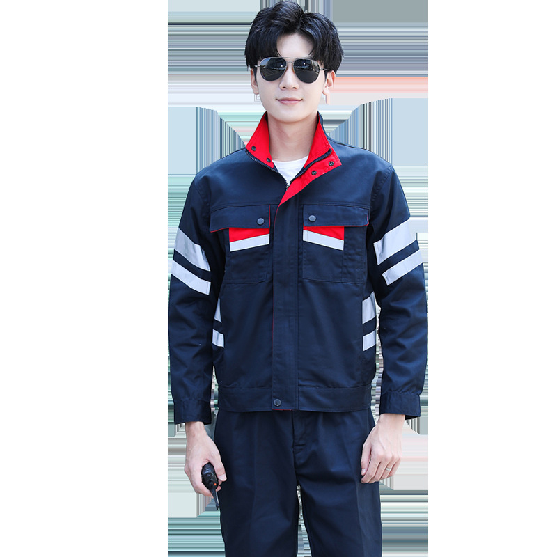 春と秋の反射ストリップ作業服スーツカスタマイズされた建設工事服衛生作業服道路管理道路救助労働保護服|undefined