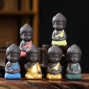 Yanshan creative purple sand small Buddha Monk tea table decoration boutique tea pet tea play tea set accessories cross-border