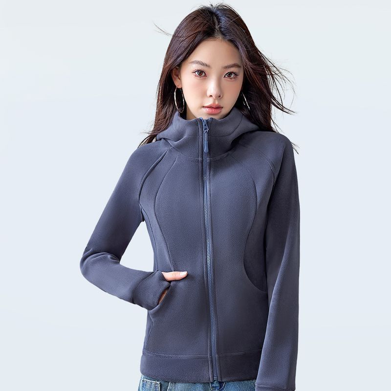 摇粒绒卫衣外套女春秋款2025秋季新款收腰加绒加厚修身抓绒衣|undefined