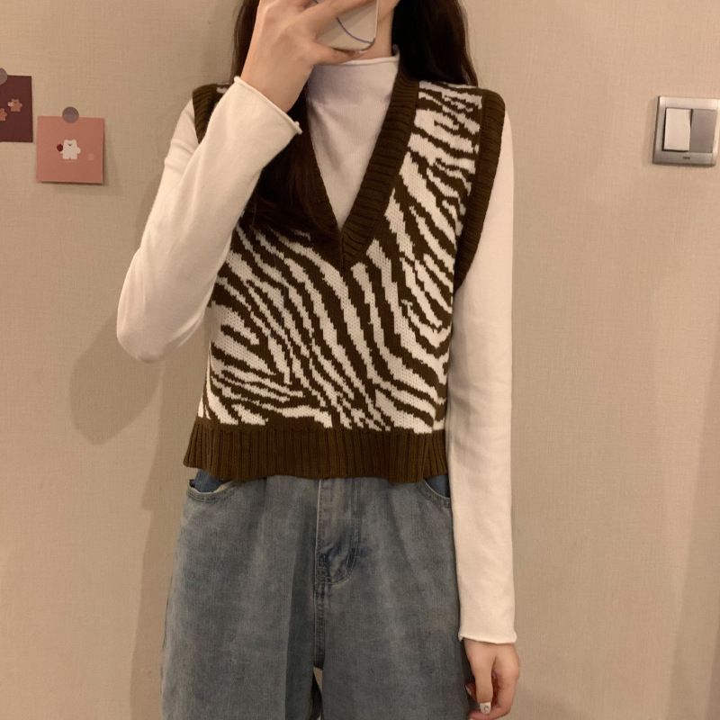 2023 nuevo chaleco de punto a rayas coreano chaleco de chaleco caliente y delgado chaleco de base para usar un cabello image 5