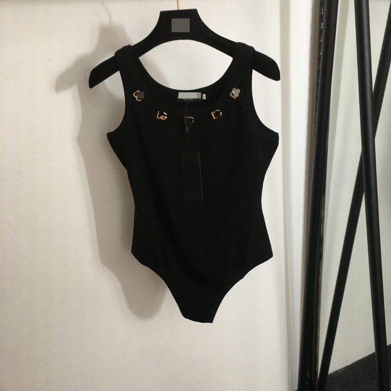 2025 Summer Nanyou High-End Dopamine New Style Logo Letter Hardware Round Neck Sleeveless Strap Jumpsuit
