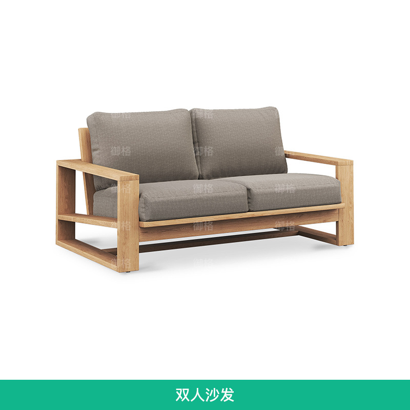 Sofá de exterior, madera maciza, patio, jardín, hotel, villa, ocio al aire libre, teca anticorrosión, muebles impermeables y resistentes al sol para exteriores. image 7